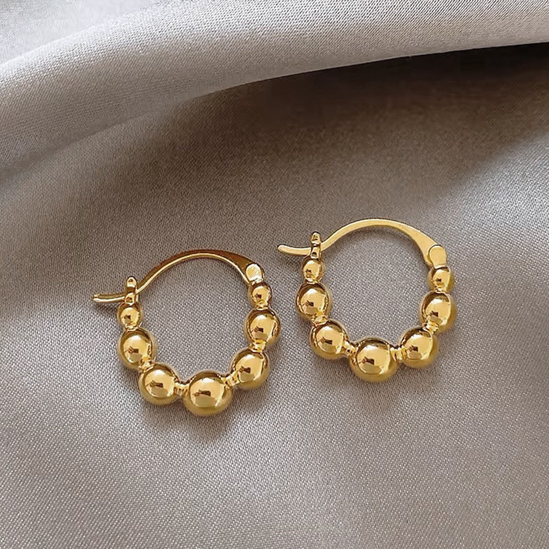 Korean Style High Sense French Round Ring Earrings Women