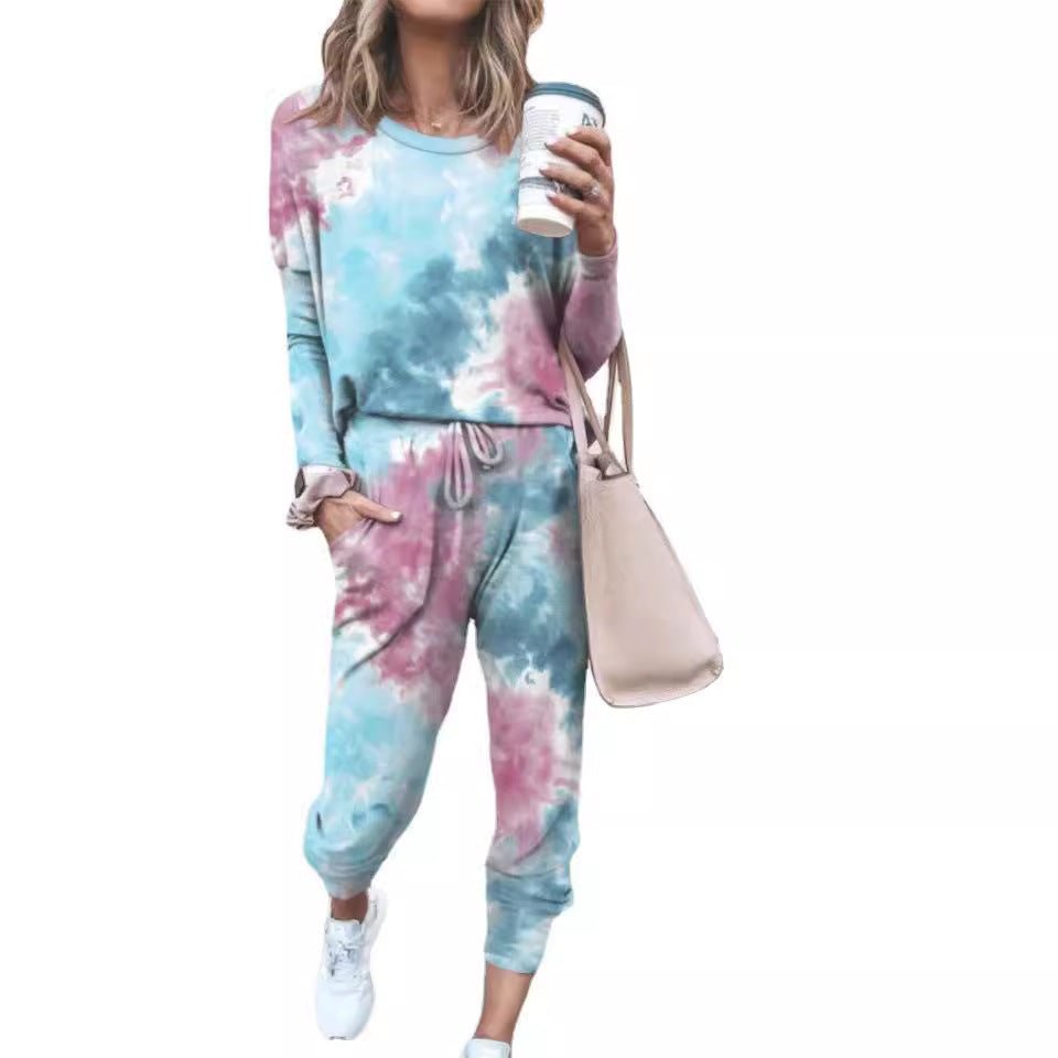 Printed Tie-dye Two-piece Fashion Casual Homewear