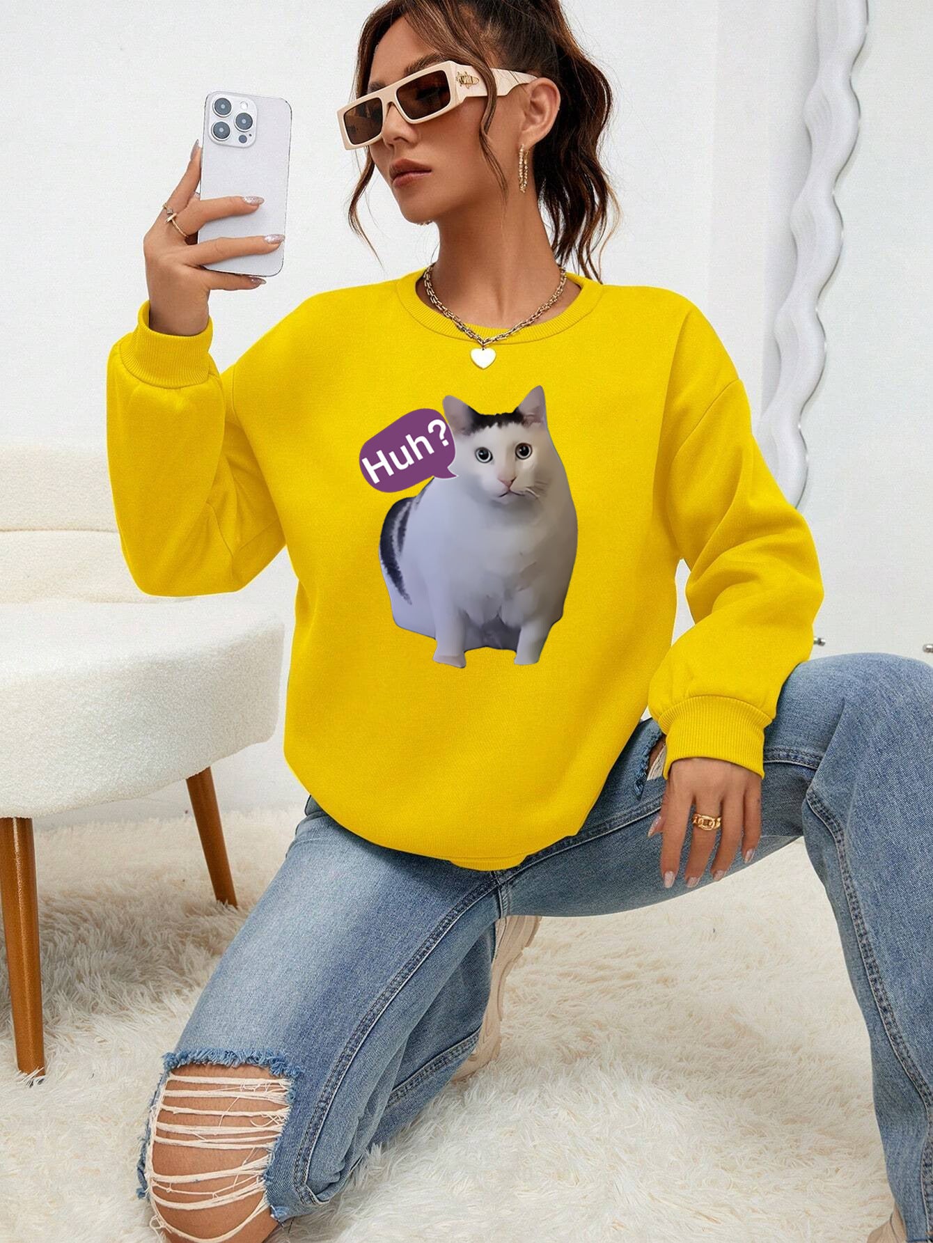 Fashion Cat Personalized Printed Women's Sweater