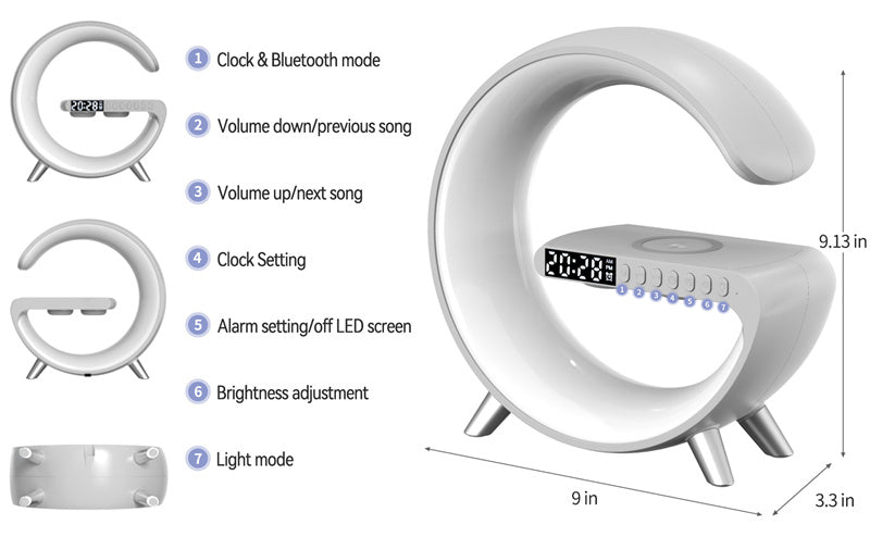 Intelligent app Controlled LED Lamp 5 in 1 Wireless Charger