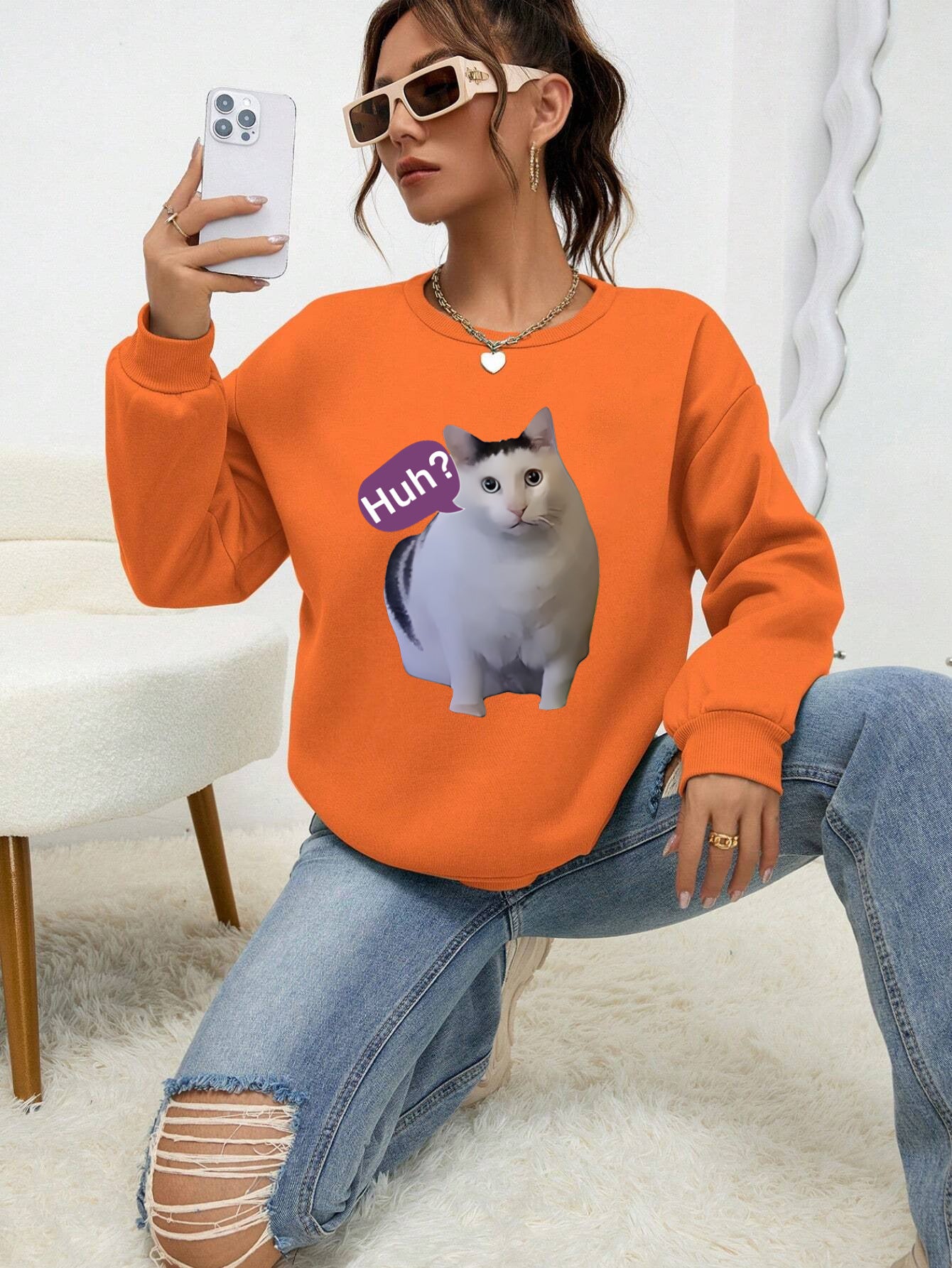 Fashion Cat Personalized Printed Women's Sweater