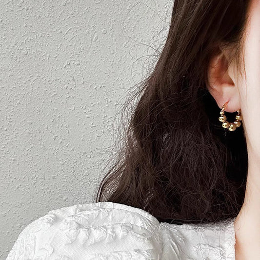 Korean Style High Sense French Round Ring Earrings Women