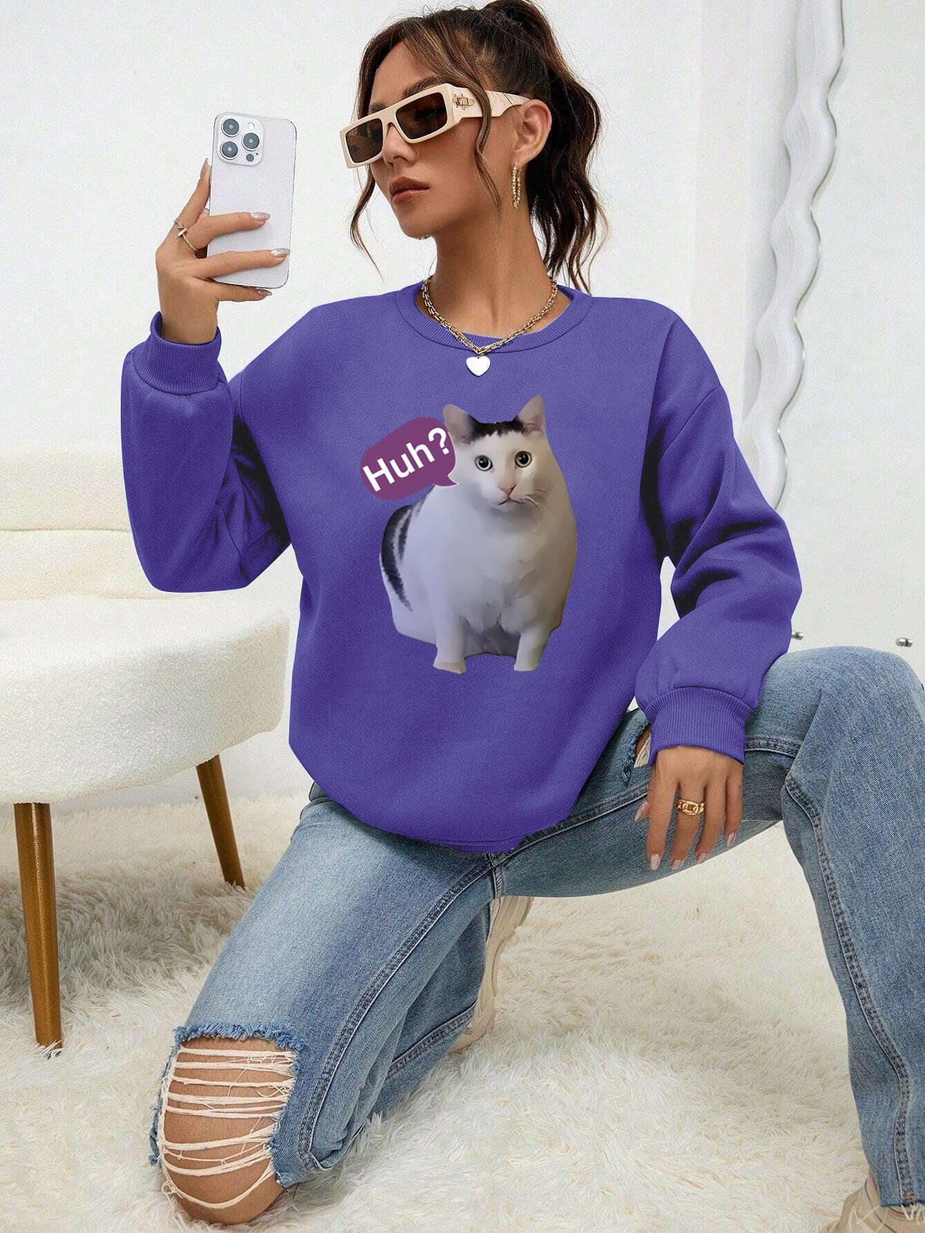 Fashion Cat Personalized Printed Women's Sweater