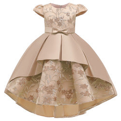 Popular Short Sleeves Wedding Applique Lace Long Kids Party Dress Princess Children Gowns Flower Girl Dresses (Copy)