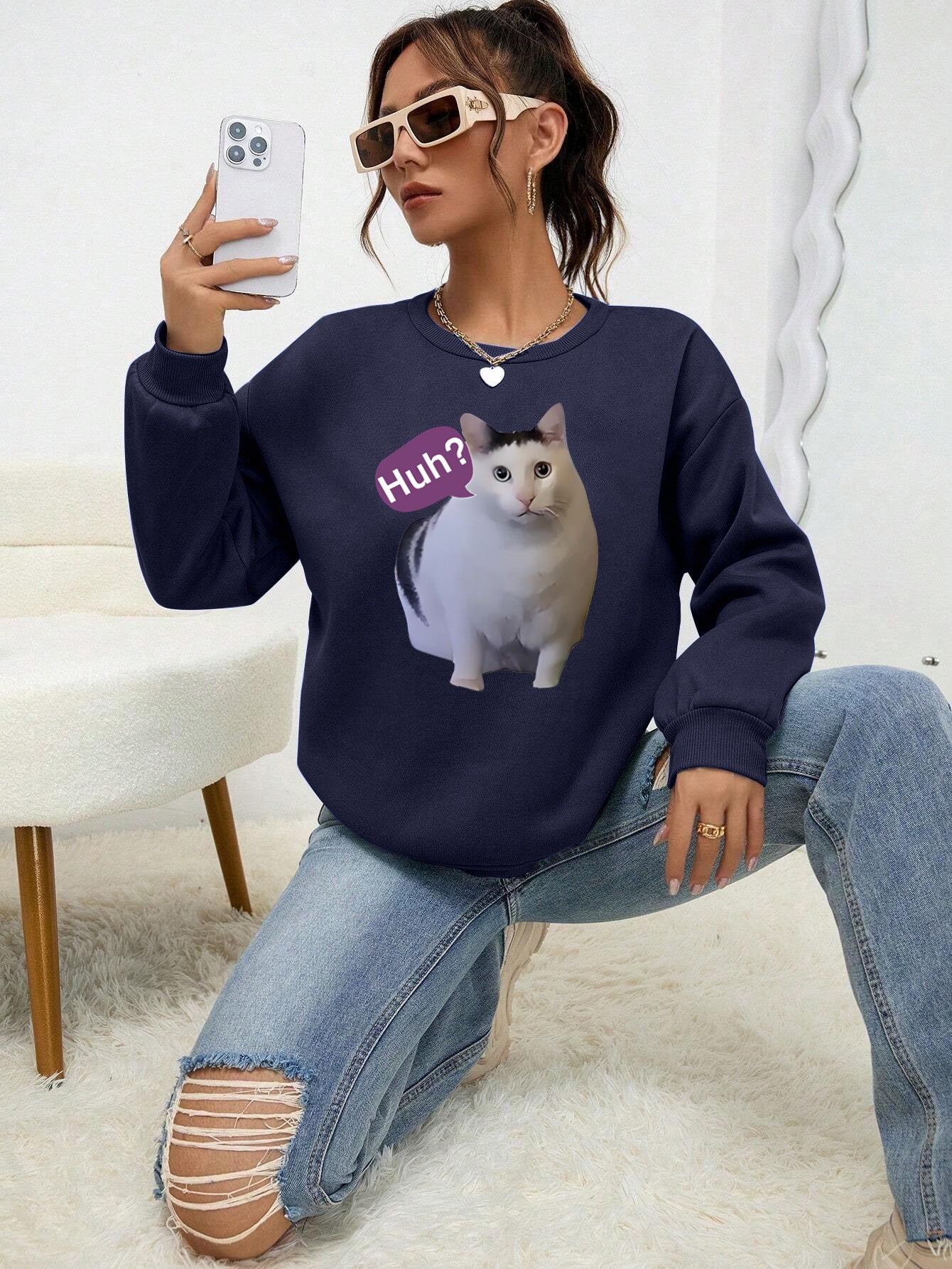 Fashion Cat Personalized Printed Women's Sweater