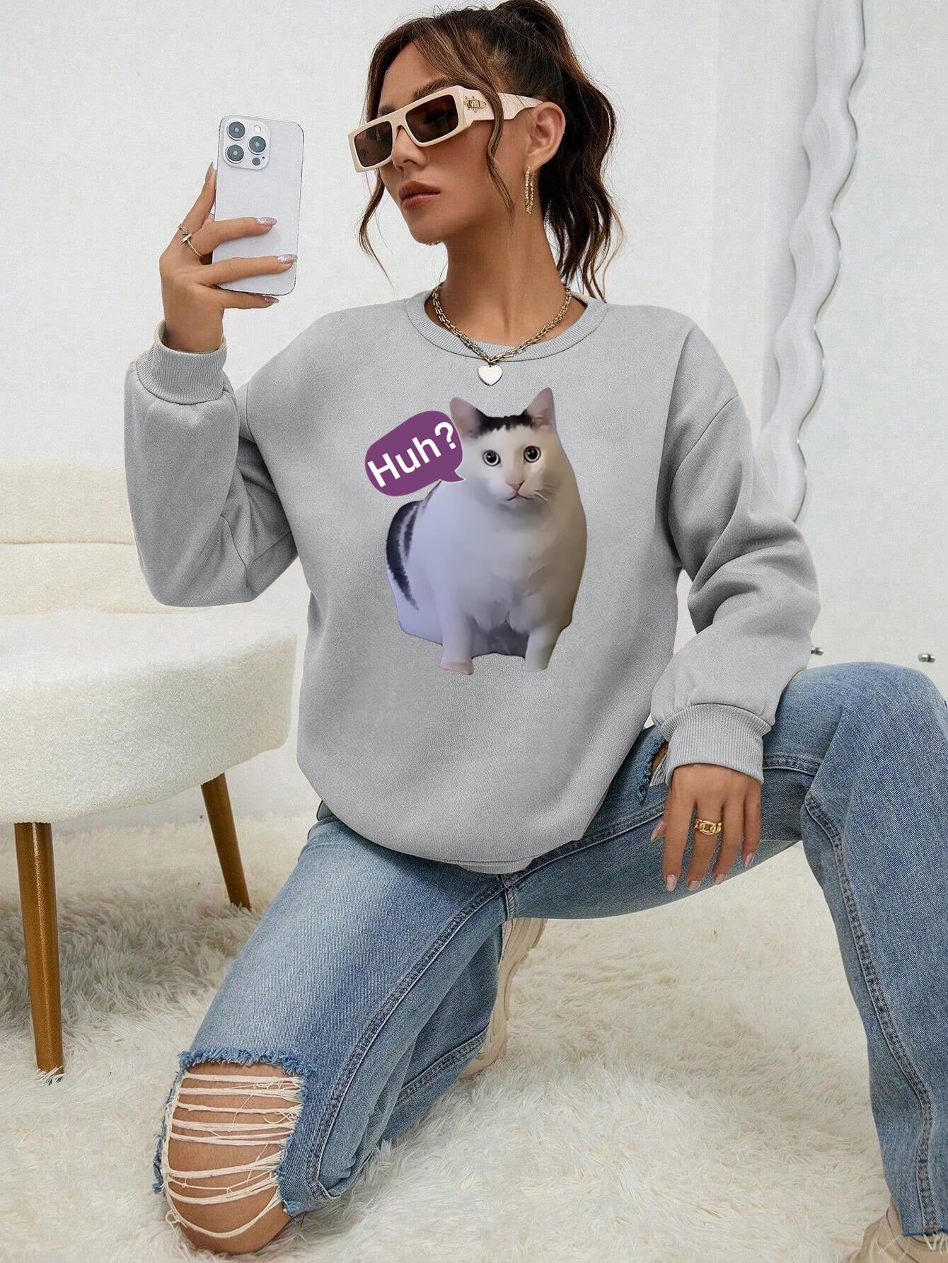 Fashion Cat Personalized Printed Women's Sweater